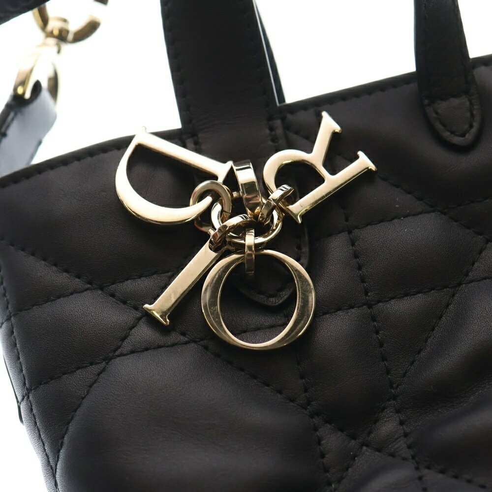 Christian Dior Macro Cannage Toujours Handbag Black Leather - Picture 5 of 6